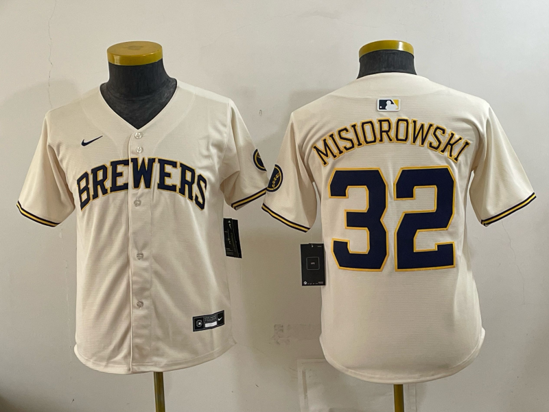 Youth 2026 Milwaukee Brewers #32 Misiorowski cream Game Nike MLB Jersey0918008